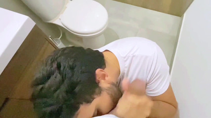 Cruising Straight Fucks Me Hard Bareback in Public Bathroom and Cums Inside My Hairy Ass