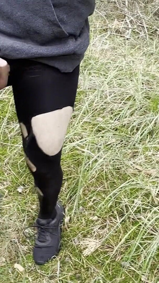Teen boy walks in nature naked for gay Stepdaddy big dick pantyhose, flash Cut pants