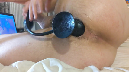 Stretching My Gaped Hole with a Plug and Then Getting Fucked by a Fist Dildo