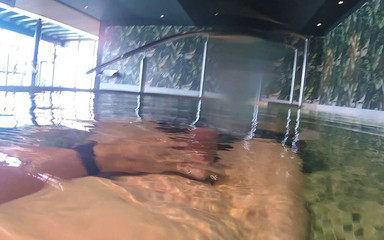 Awesome Underwater Wanking in a Real Thermal Pool: Unfortunately, I Almost Got Caught