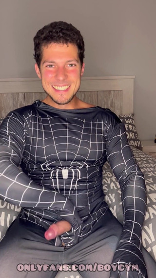 Spiderman Gay Plays with His Flexible Cock