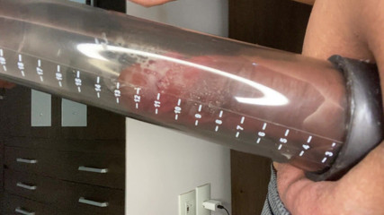 19 Centimeters of Cock Being Sucked by the Penis Pump Leaving the Thick Cock