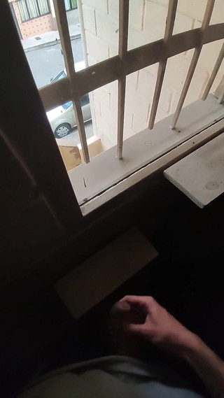 Morning jerk off in the window