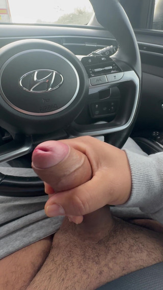 Horny Driver, Stop to Show His Cum Fountain