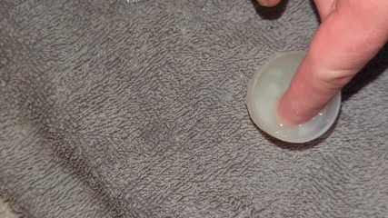 Closeup Hole Leaking and Swallowing Cum Dressed in Lingerie Stocking Filling Cup and Drinking Own Sperm Wanking Uncut