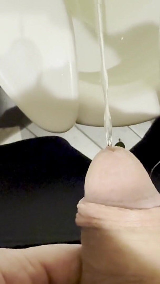 White Guy Pees in Public Toilet