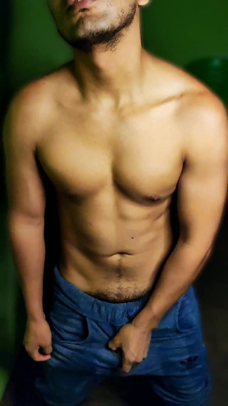 Athletic Boy Stroking His Cock