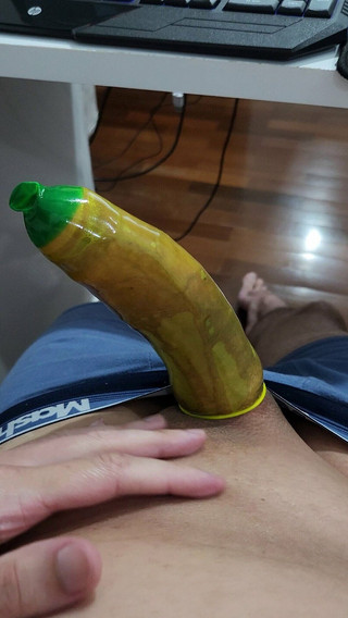 Jerking off with Brazilian Condom