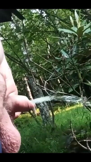 Stepdaddy pissing with his hot cock