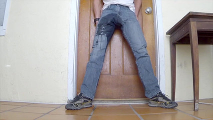 Desperately pissing my jeans on the porch