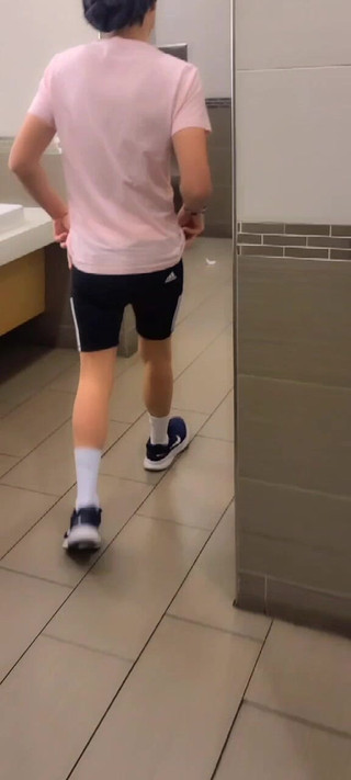 Femboy Wears Yoga Shorts Over Enema at Mall
