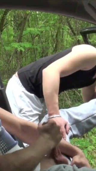 Two bad boys fucking in the car sneakers sniff