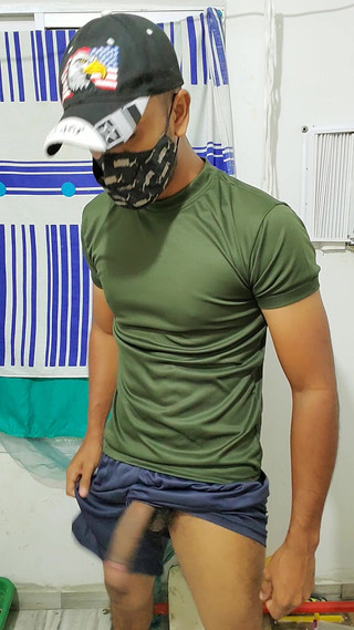 Indian Military Male Jerks His Cock