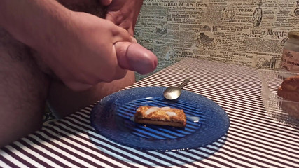 Ejaculate on a Cookie and Eat His Own Cum, Enjoy Breakfast!