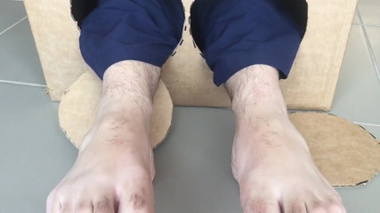 Surprise Delivery Is a Glory Hole with a Set of Sexy Big Male Feet to Worship - Manlyfoot