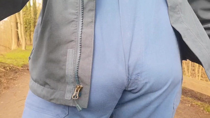 Risky wanking walking in public parc