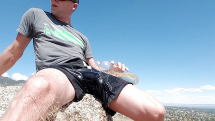 Pouring piss all over my shorts on a hike