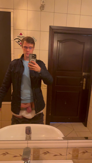 Swinging Big Dick in Bathroom