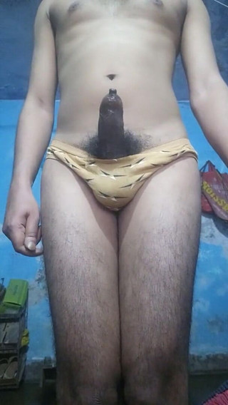 Horny Indian Femboy with Phimosis Dick Jerking and Stroking in Step Sister's Panties Until Cum