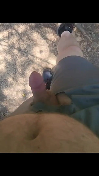 Nude in Outdoor Walking and Stroking.
