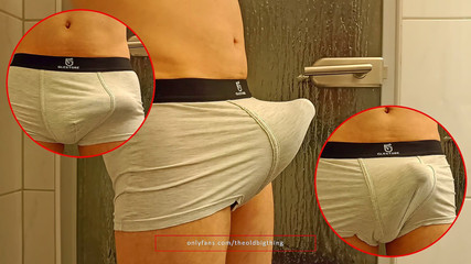 My Growing Boner Bulge and Cum in Slow Motion