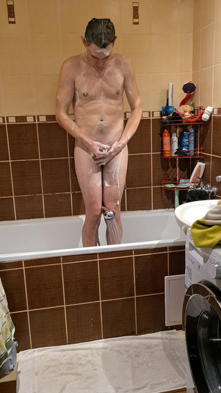 Naughty young Stepdaddy takes a shower