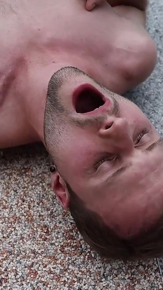 Gay Outdoor Show Giant Toys Fisting & Cock Sucking in Front of Men