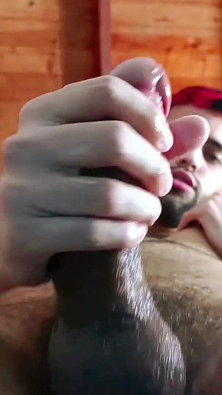 Jerking off my big uncut cock with lube