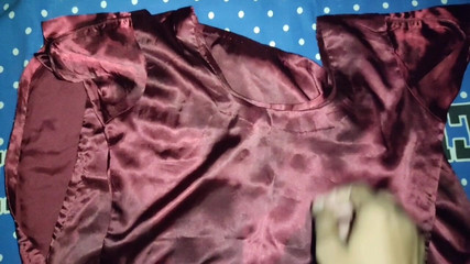 Satin Silk Handjob Porn - Handjob with Stolen Satin Maroon Suit of Nurse 15