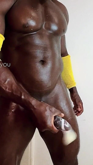 Big Black Muscular Guy Is a Milk Factory