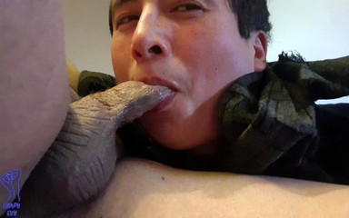 Latino Boy Sucks Step Daddy at His Desk