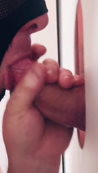 Gloryhole Stepdaddy Shoots on His Hand - the Sucker Licks It All Clean