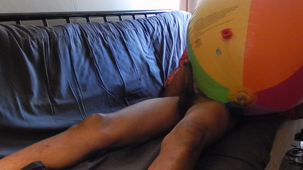 Cummin hard with beach ball