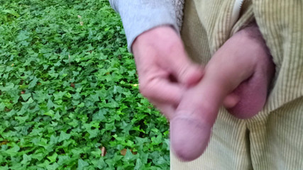 Big Uncut Cock Out Walking, Pissing, Wanking in the Woods Wearing Cords - Rockard Stepdaddy
