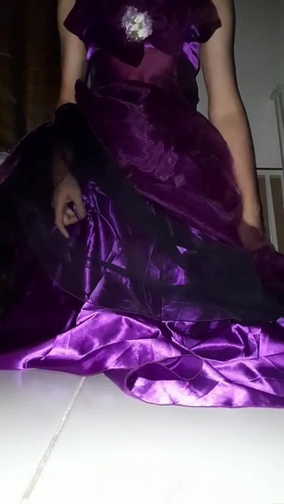 Satin Purple Ballgown Masturbation