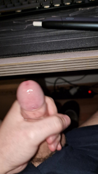 Part 2, Jerking My Uncut Dick at the Desk and Cumming All Over It