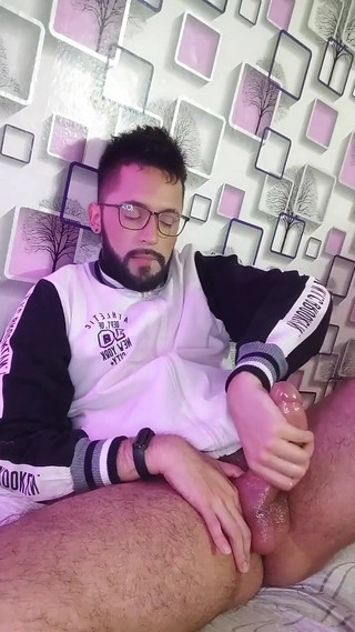 Massaging my cock with oil until I shoot a nice big load