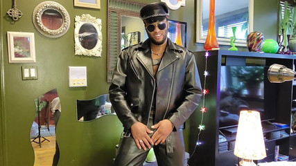 Kennie Jai Jerks off in Leather and Cums Huge for You!!