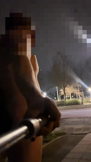 Walking naked park at night