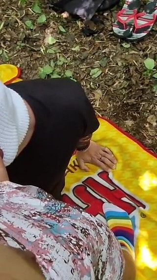 Fucking Sucker in a Skirt and Leggings. Cum. Exclusive Fuck in the Park in Public
