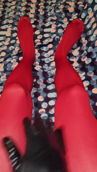 Teasing in My Red Pantyhose