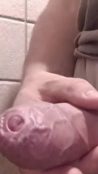 Cock Ring in a Public Bathroom Is Fun!