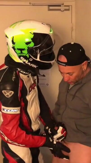 Humiliation at the hotel with fetish outfits biker