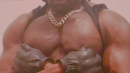 Big Chested Black Muscle Stepdad Tit and Cock Play