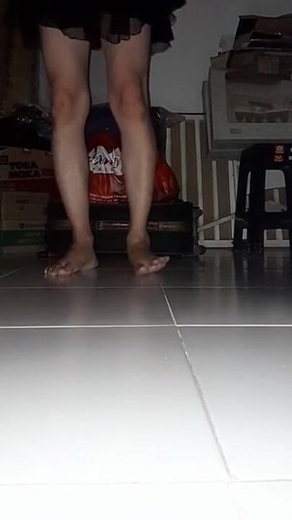 Satin Cute Blue Mini Dress Masturbation