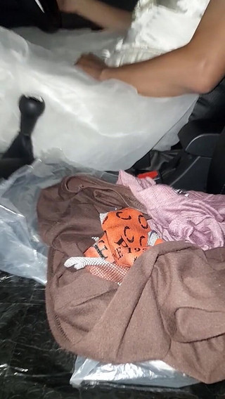 Crossdressing Wearing Wedding Gown While Driving and Cum Inside Gown