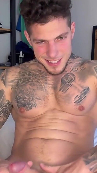Sexy Hunk Tattooed Playing with My Fat Cock and Hole