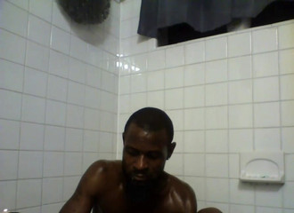 Bubble bath with a muscular guy