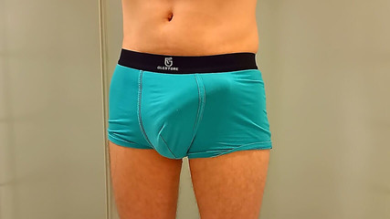 Young and Fat Monster Cock Gets Hard in Underpants and Squirts in Public