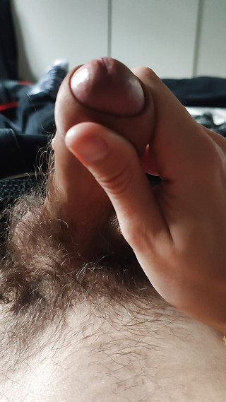 Afternoon Jerk off Creamy Cum on Friends Bed